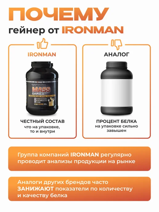 IronMan Гейнер для быстрого набора массы и веса 700 г Ваниль, 2,8 кг, фото 4
