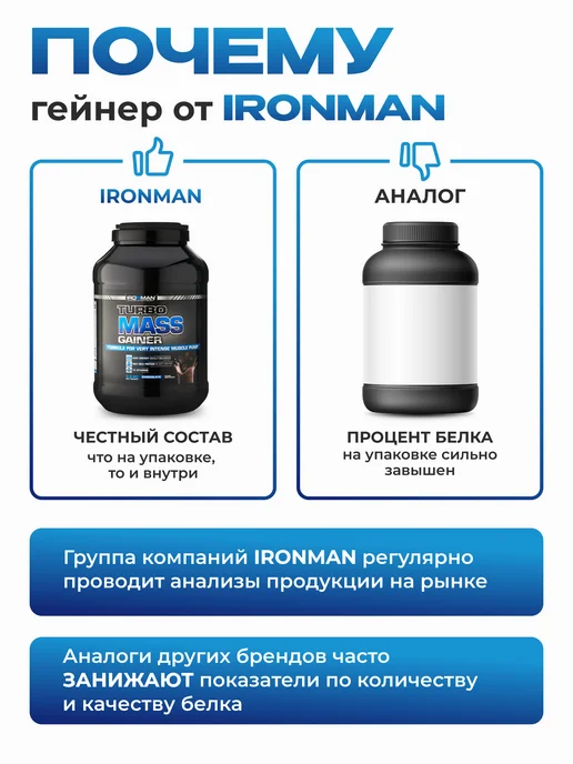 IronMan Гейнер для быстрого набора массы Шоколад 1400 г, 2800 г, фото 4
