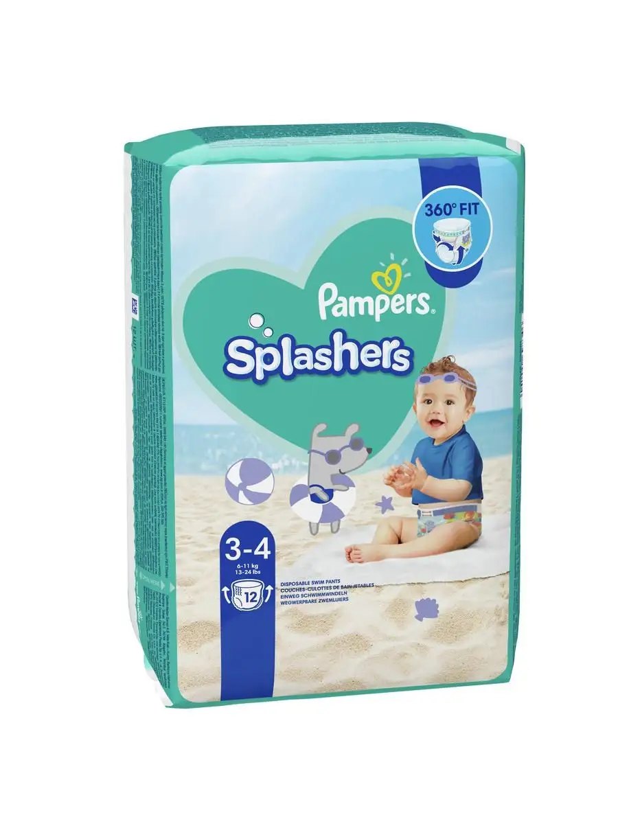 Подгузники-трусики для плавания Splashers 6-11 кг, 3-4,12 шт Pampers  5487037 купить в интернет-магазине Wildberries