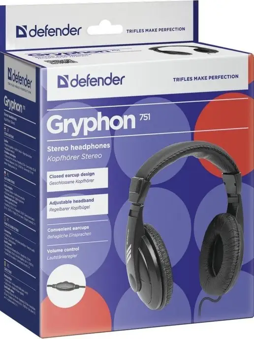DEFENDER Наушники игровые проводные Gryphon черный, черный, фото 6