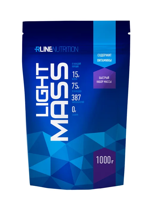 R-line Высокоуглеводный гейнер RLine Light Mass, 1000 г, Банан, 1 кг, фото 8