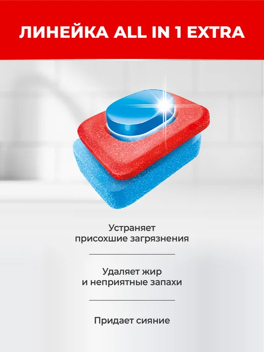 СОМАТ Таблетки для посудомоечной машины All in One Extra 100 шт, 100 шт, фото 6