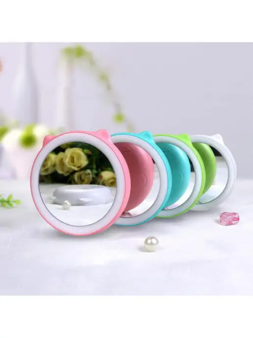MyBliss Зеркало карманное с подсветкой и зарядкой, розовый, фото 5