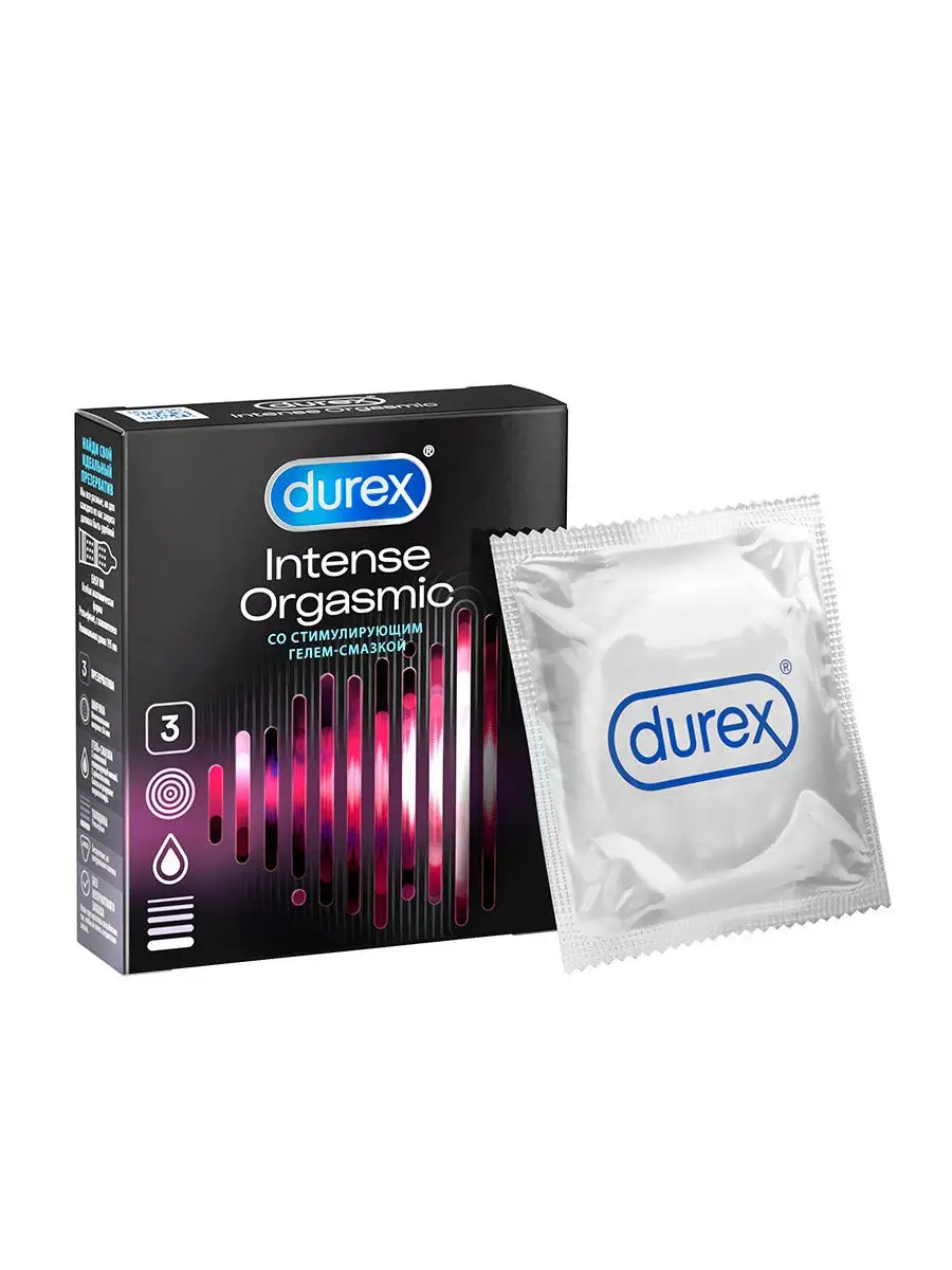 Intense Orgasmic презервативы №3; со стимулирующим гелем-смазкой Durex  5693319 купить в интернет-магазине Wildberries