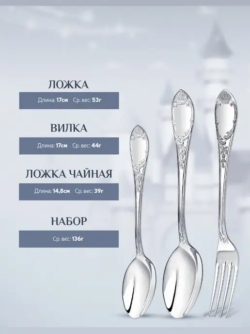 АргентА Столовые приборы детские "Престиж" серебряные, серебристый, фото 2