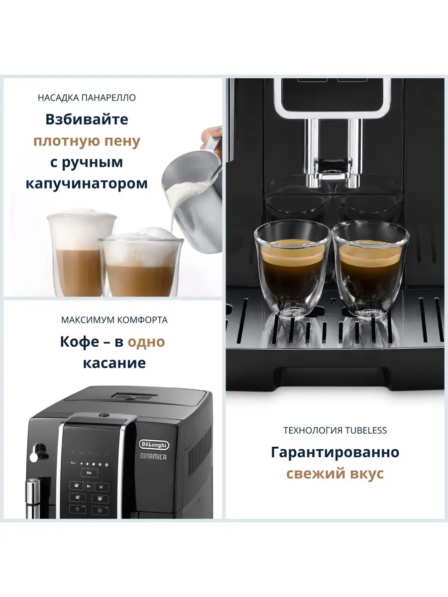 Кофемашина Delonghi Dinamica ECAM 350.15.B Delonghi 5754174 купить в  интернет-магазине Wildberries