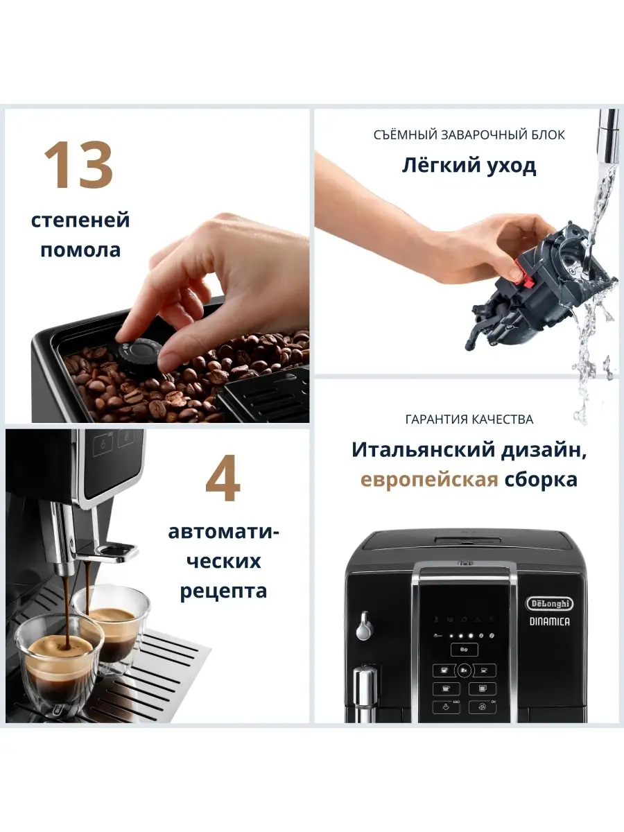 Кофемашина Delonghi Dinamica ECAM 350.15.B Delonghi 5754174 купить в  интернет-магазине Wildberries