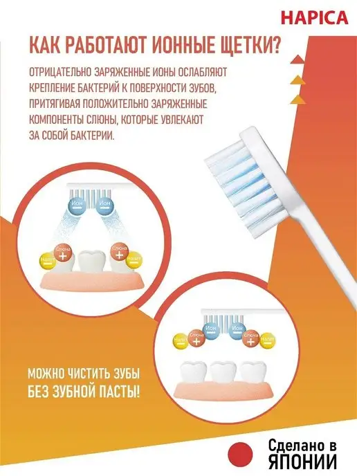 Hapica Электрическая зубная щетка для взрослых чистит без пасты, желтый, фото 4