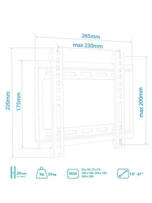 ARMMEDIA Кронштейн для телевизора 15"-47" настенный STEEL-5, черный, фото 8