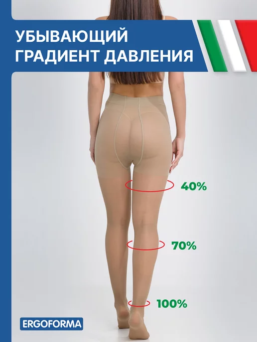 ERGOFORMA Компрессионные колготки 2 класс от варикоза, бежевый, фото 7