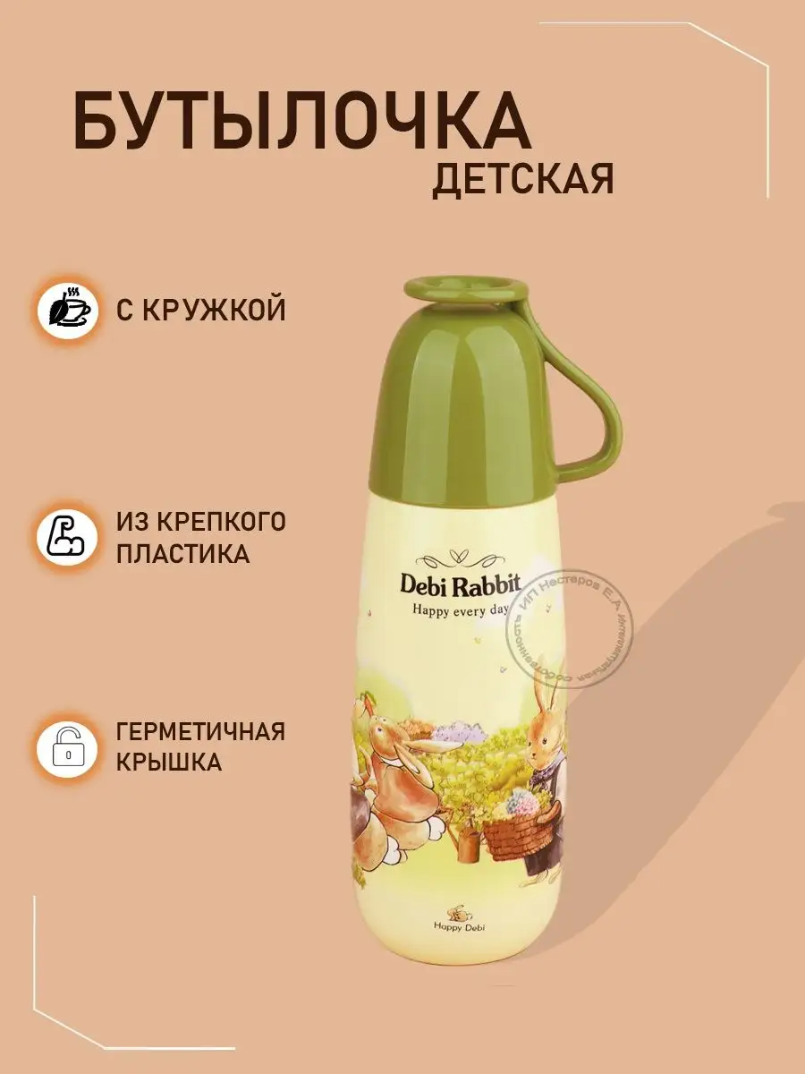 Бутылка для воды, молока детская с крышкой кружкой 650 мл KONONO 5771422  купить в интернет-магазине Wildberries