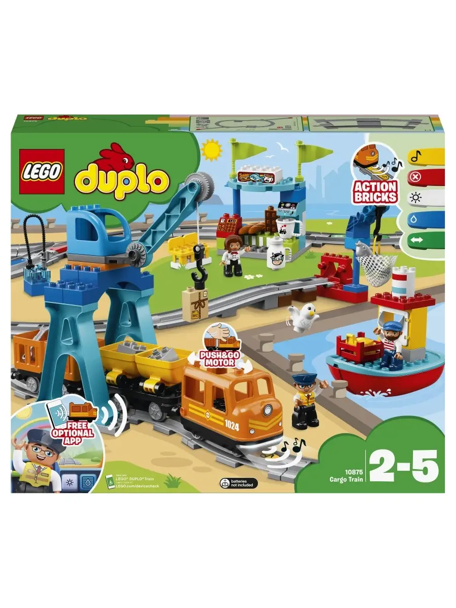 Конструктор LEGO DUPLO Town 10875 Грузовой поезд /железная дорога, развитие  моторики LEGO 5784082 купить в интернет-магазине Wildberries