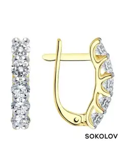 Серьги из золота с фианитами SOKOLOV 5843568 купить за 13 066 ₽ в интернет-магазине Wildberries