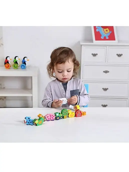 Tooky Toy Шнуровка "Собери ферму", белый