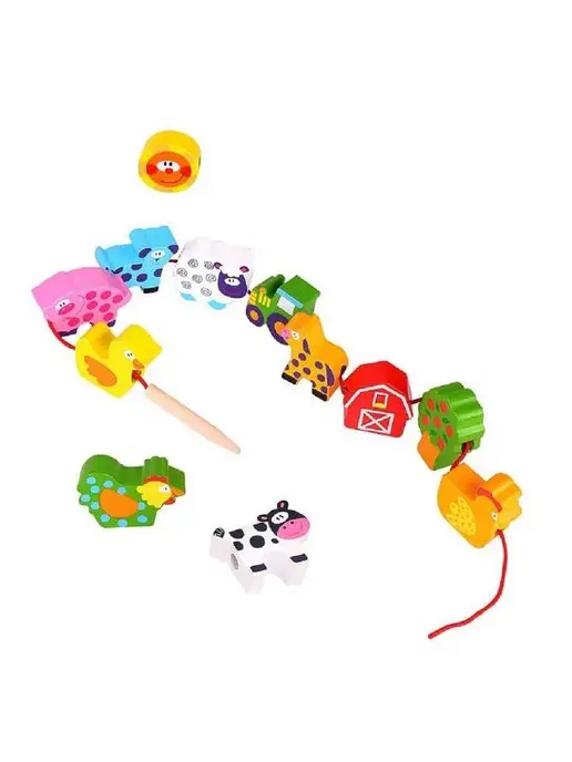 Tooky Toy Шнуровка "Собери ферму", белый, фото 4