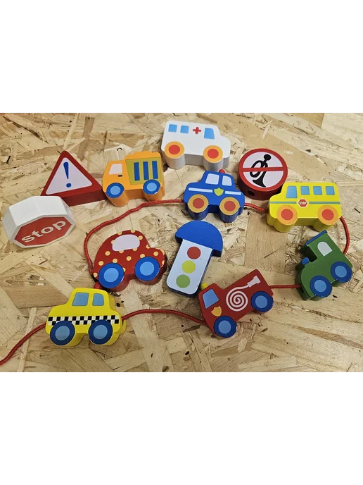 Tooky Toy Шнуровка "Собери транспорт", белый