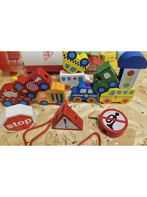 Tooky Toy Шнуровка "Собери транспорт", белый, фото 2