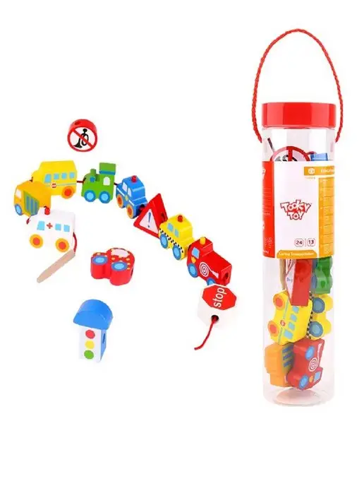 Tooky Toy Шнуровка "Собери транспорт", белый, фото 3