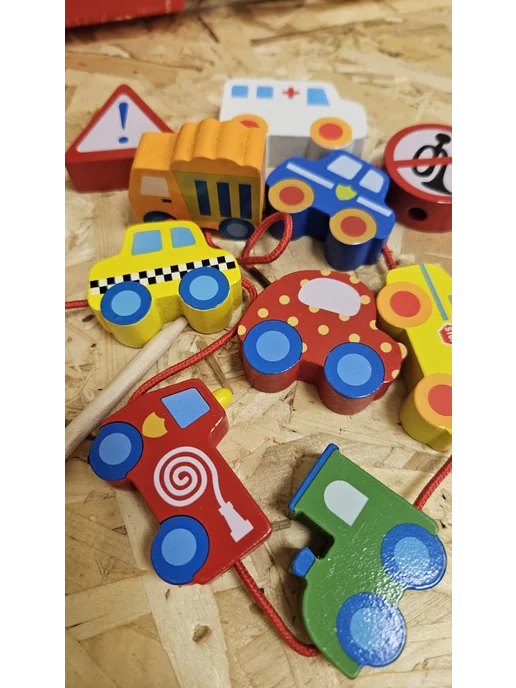 Tooky Toy Шнуровка "Собери транспорт", белый, фото 6