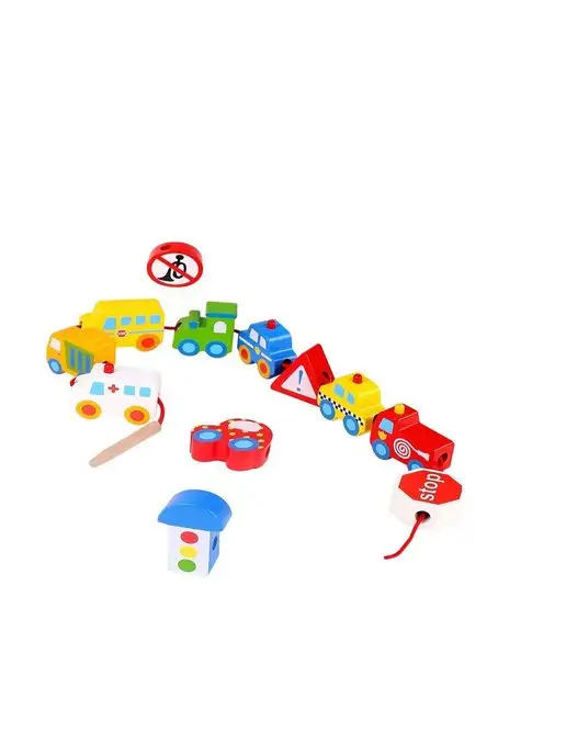 Tooky Toy Шнуровка "Собери транспорт", белый, фото 7