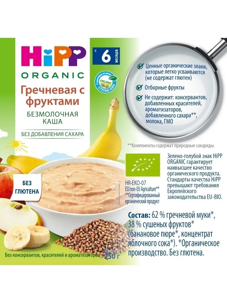 Детская каша HiPP Гречневая с фруктами (2 шт) Hipp 5878708 купить в  интернет-магазине Wildberries