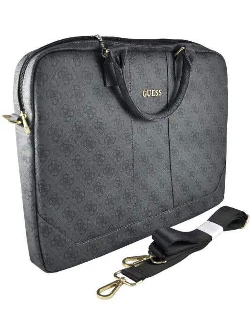 GUESS Сумка для ноутбука 15, 15.6" из экокожи, на молнии, с ремнем, серый