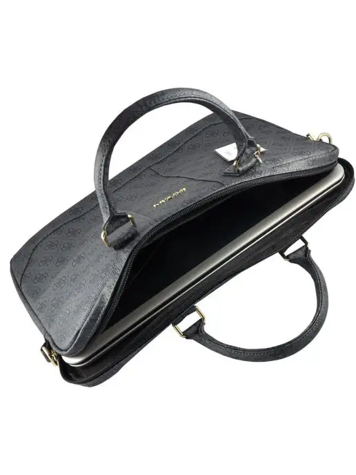 GUESS Сумка для ноутбука 15, 15.6" из экокожи, на молнии, с ремнем, серый, фото 4