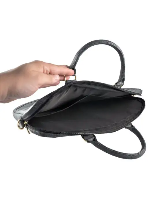 GUESS Сумка для ноутбука 15, 15.6" из экокожи, на молнии, с ремнем, серый, фото 5
