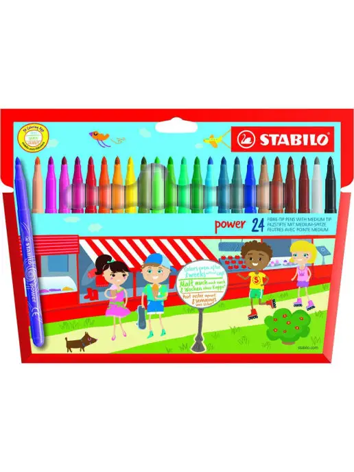STABILO Фломастеры power смываемые 24 цвета, усиленный наконечник, 24 цв.