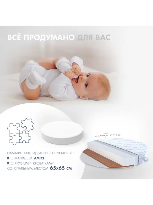 Nuovita Наматрасник непромокаемый круглый, белый, фото 4