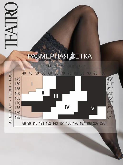 Teatro Чулки черные 40 ден под пояс, черный, фото 4