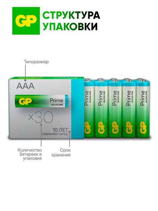 GP Батарейки мизинчиковые ААА алкалиновые, набор 20 шт, 30 шт, фото 6