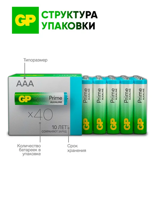 GP Батарейки мизинчиковые ААА алкалиновые, набор 20 шт, 40 шт, фото 6