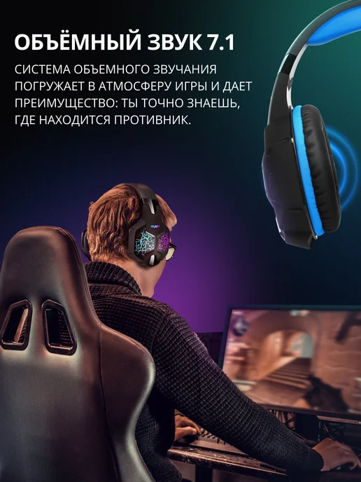 Sven Наушники игровые проводные большие с микрофоном AP-U980MV, синий, фото 2