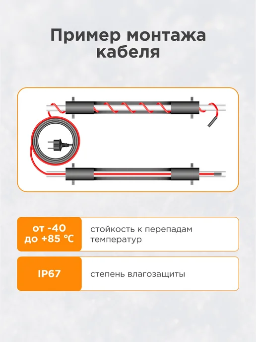 REXANT Греющий кабель на трубу с вилкой саморегулирующийся 15м, 8 м, фото 5