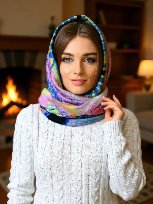 KarloNova Снуд шарф на голову, фиолетовый, фото 2