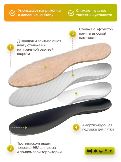 Холти Тапочки домашние мужские меховые теплые из овечьей шерсти, серый, овечья шерсть, фото 6
