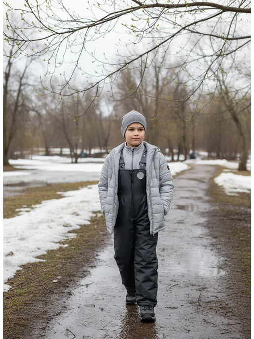 Arctic Kids Полукомбинезон детский мембрана демисезон, серый, фото 2