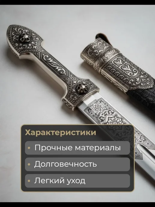 URV Кинжал кавказский сувенирный Ирбис.Подарок мужчине, серый, фото 4