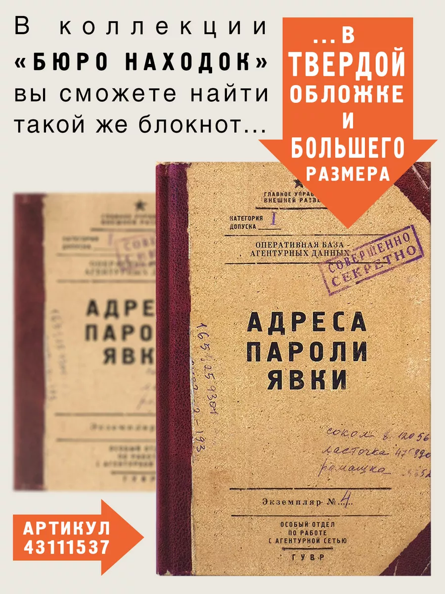 Блокнот для записей Адреса пароли явки Бюро находок 6299501 купить за 399 ₽  в интернет-магазине Wildberries