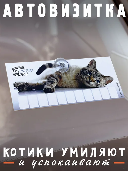 Бюро находок Автовизитка для парковки с котиком "Извините.", белый