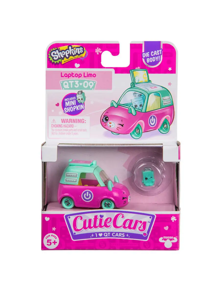 Машинка Cutie Cars Laptop limo с фигуркой Shopkins, 3 сезон Moose 6348043  купить в интернет-магазине Wildberries