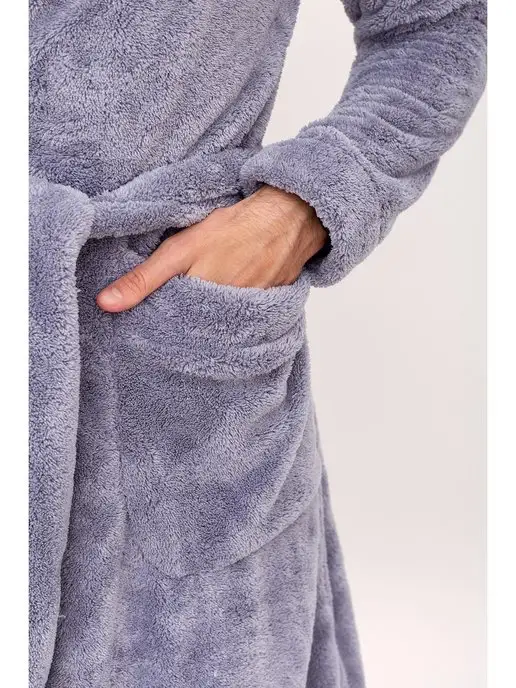 Lika Dress Халат домашний махровый банный теплый, серый, фото 2