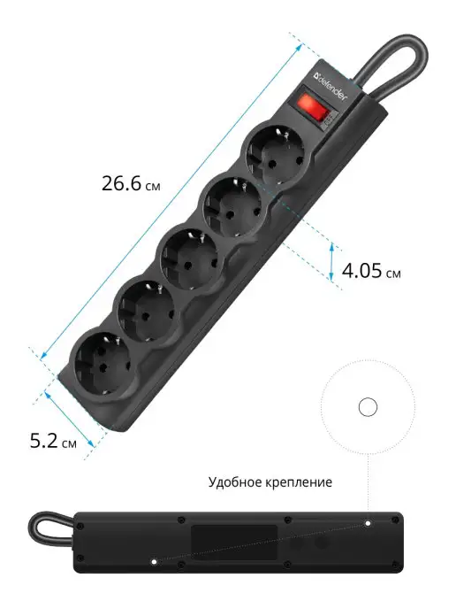 DEFENDER Сетевой фильтр 1.8 м 5 розеток с заземлением, 3 м, фото 5