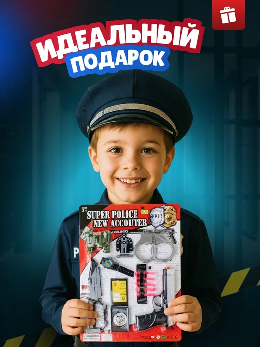 Kari Детский игровой набор полицейского с наручниками, 8 шт, фото 3