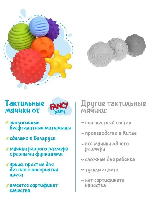 Fancy Baby Тактильные мячики для малышей игрушки для новорожденных, голубой, фото 8
