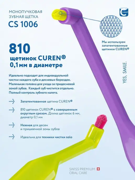 Curaprox Монопучковая щетка зубная CS 1006 взрослая, детская 3+, белый, фото 8