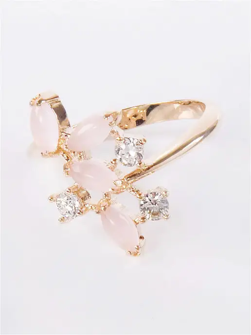 Кольцо с розовым кварцем "Искристые лепестки" Lotus jewelry