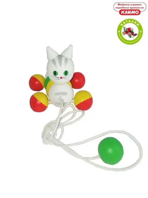 КЛИМО Котенок каталка деревянная, красный