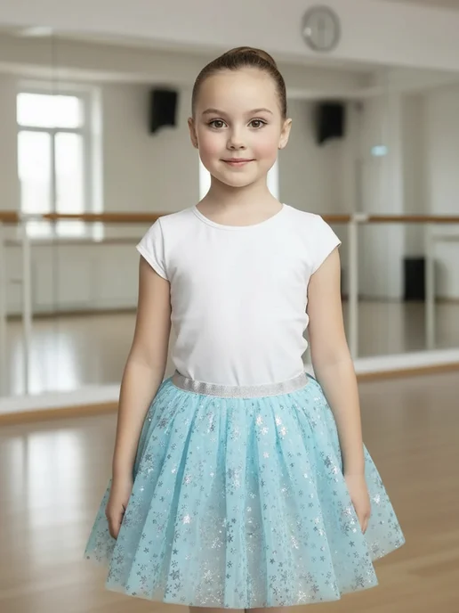 ALIERA Юбка нарядная с блестками, голубой